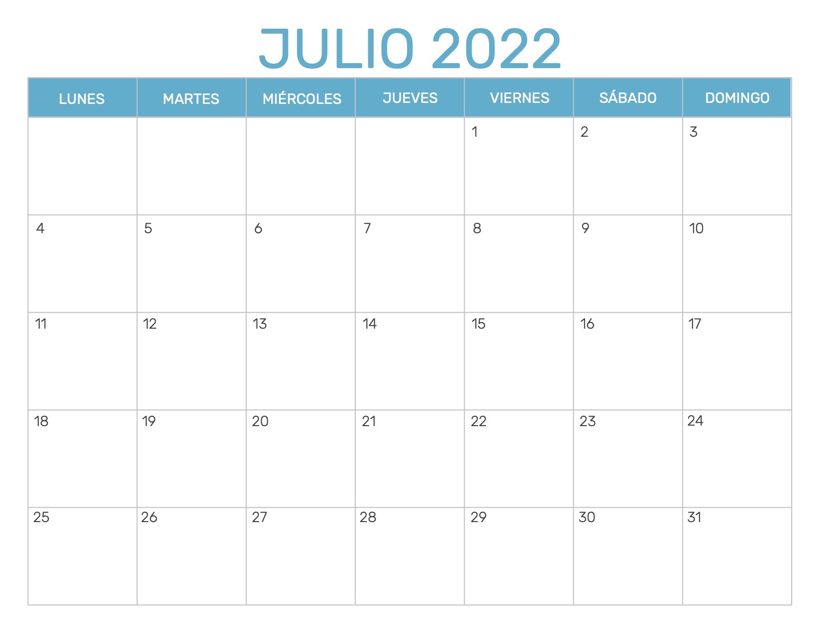 Calendario Julio 2022 Argentina