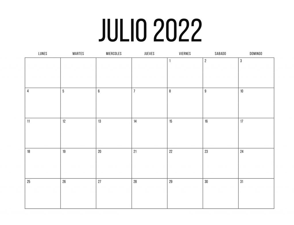 Calendario Julio 2022 Argentina