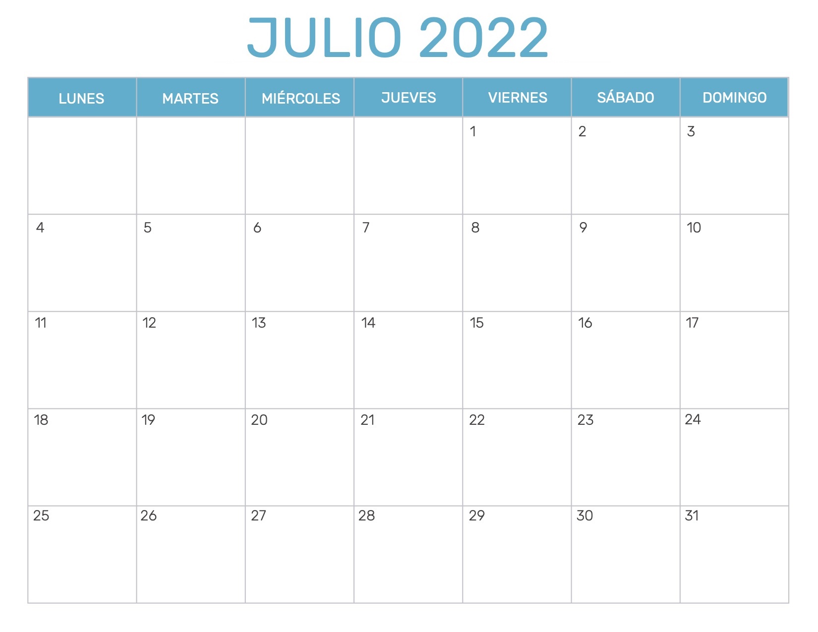 Calendario Julio 2022 Chile PDF