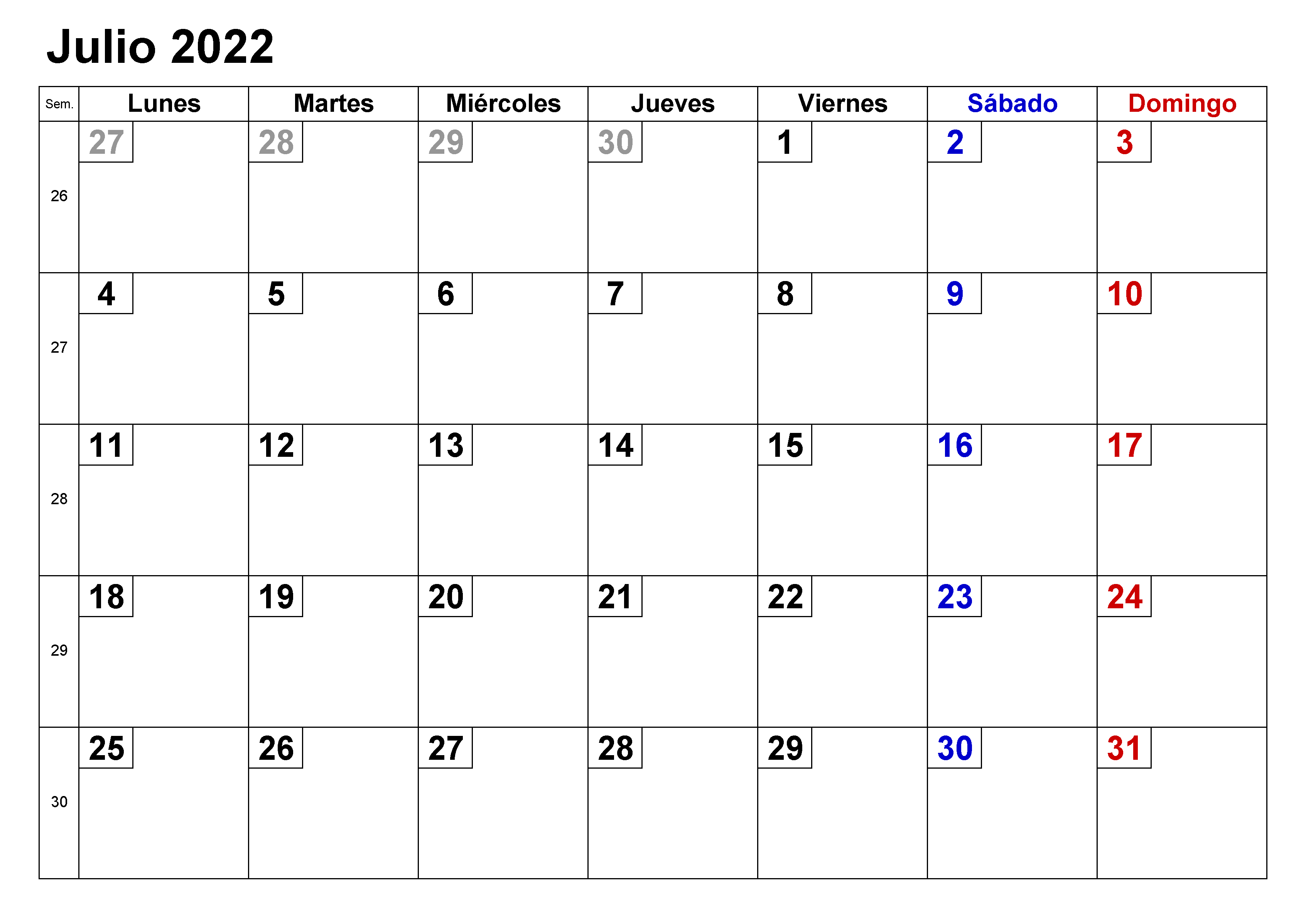 Calendario Julio 2022 Con Festivos Vacaciones