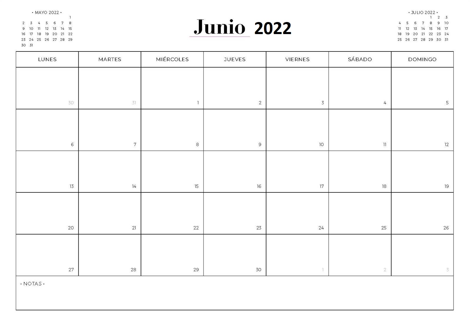 Calendario Junio 2022 Argentina Gratis