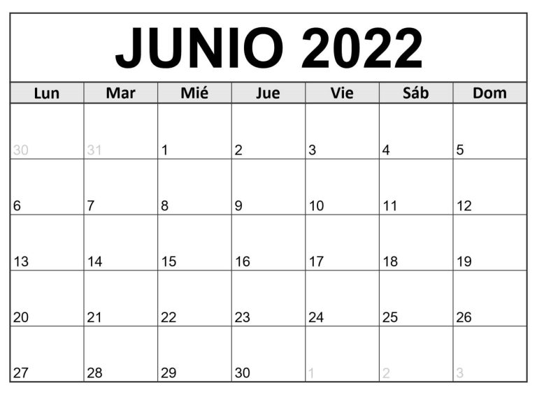 Calendario Junio 2022 Para Imprimir Docalendario 5425