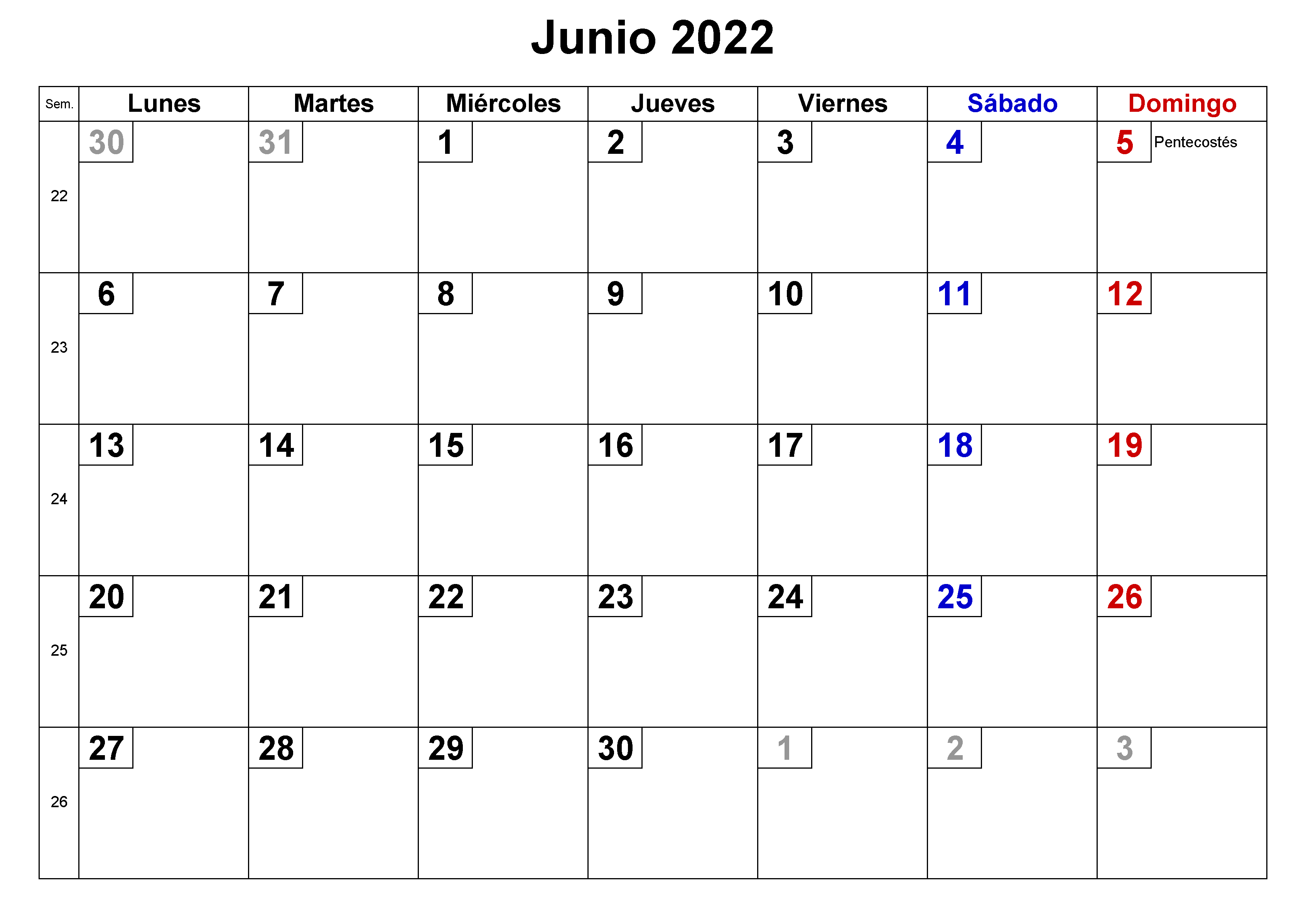 Calendario Junio Chile PDF