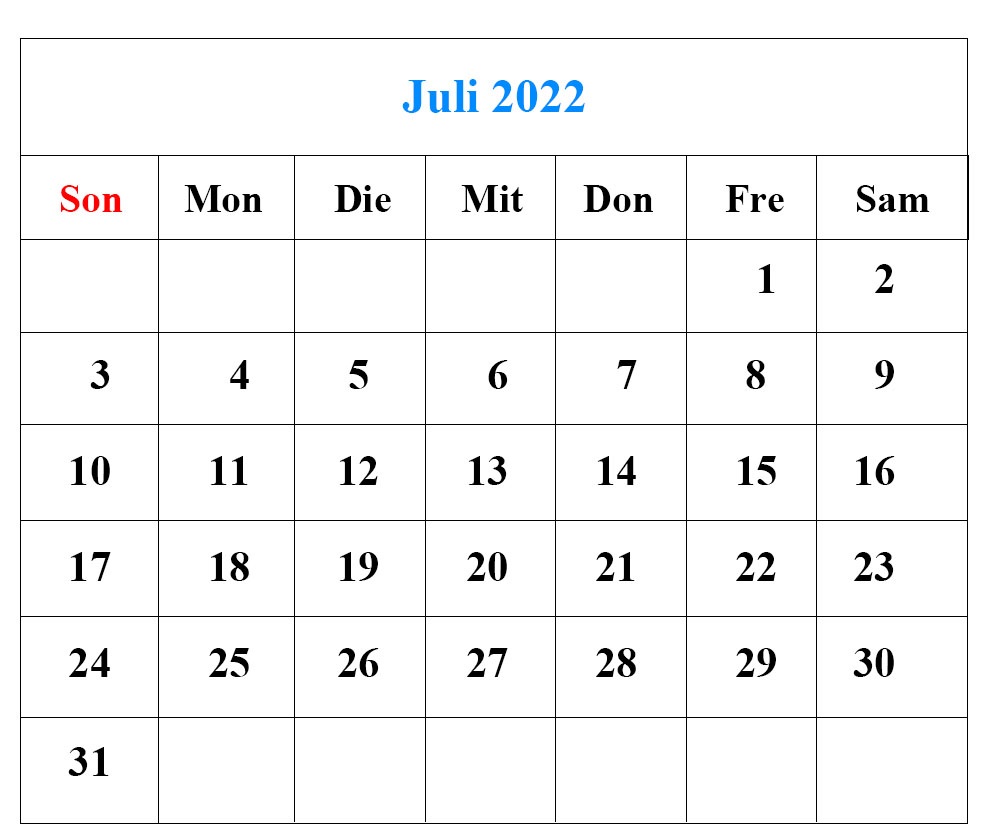 Kalender Juli 2022 Mit Feiertagen Diagramm Docalendario