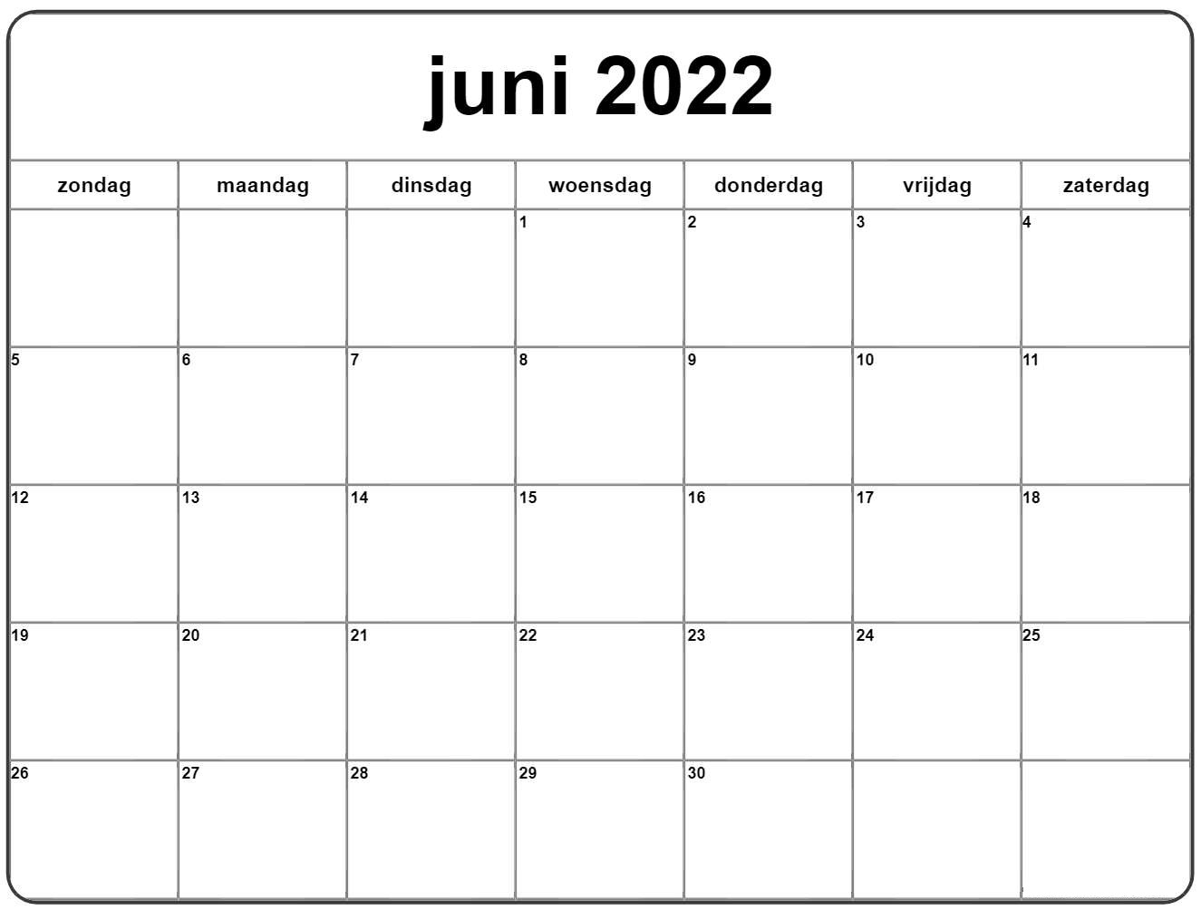 Kalender Juni 2022