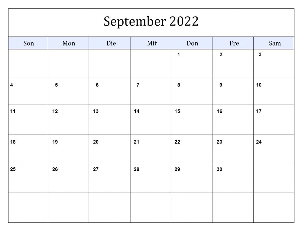 2022 Kalender September