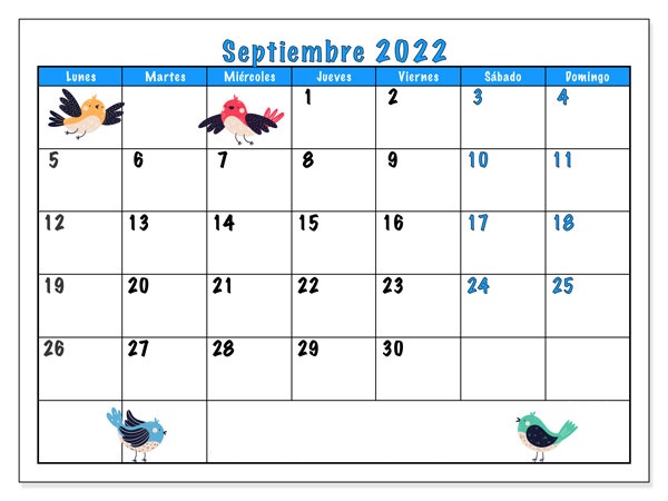 Calendario 2022 Septiembre Argentina
