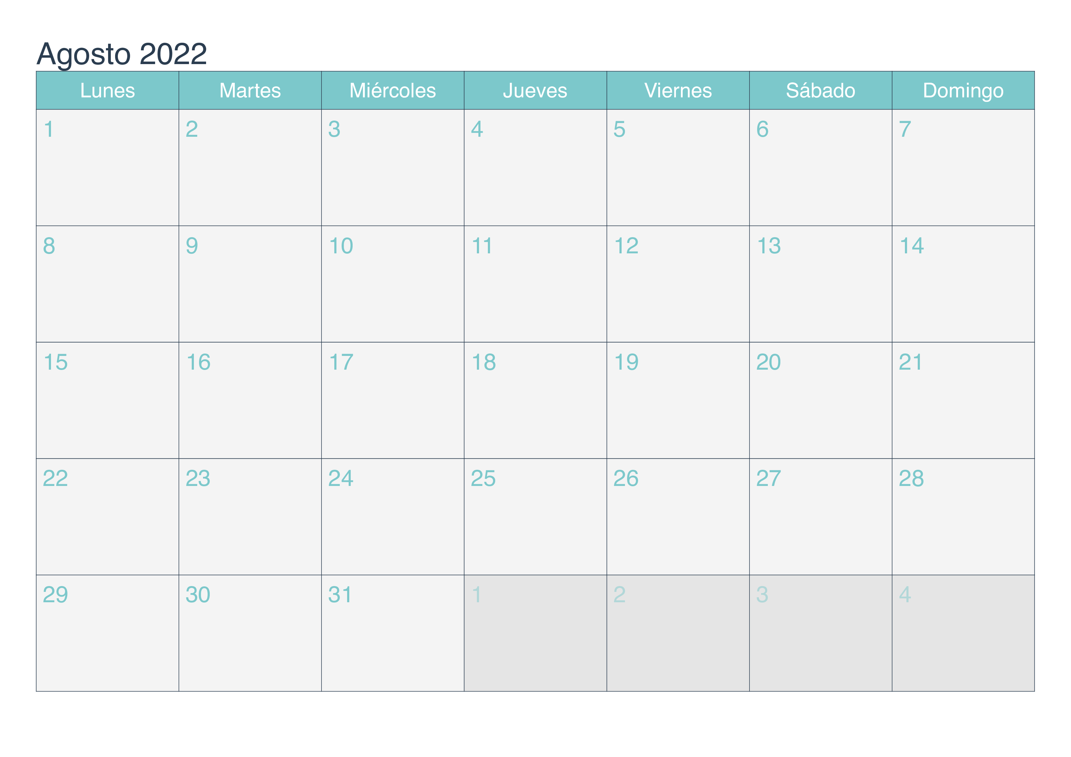 Calendario Agosto 2022 Con Festivos Mensual