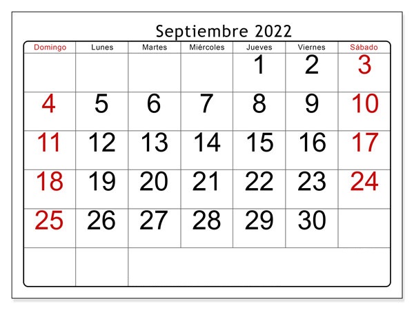 Calendario Septiembre 2022 Argentina