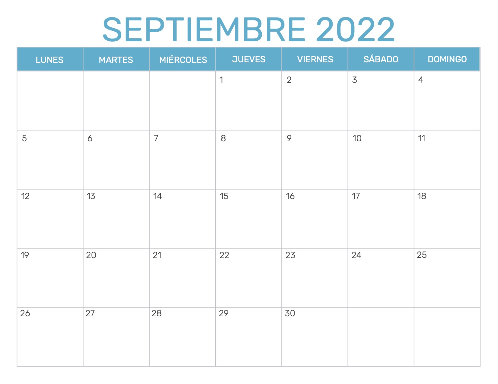 Calendario Septiembre 2022 Chile