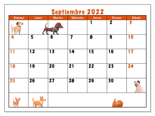 Calendario Septiembre Chile 2022