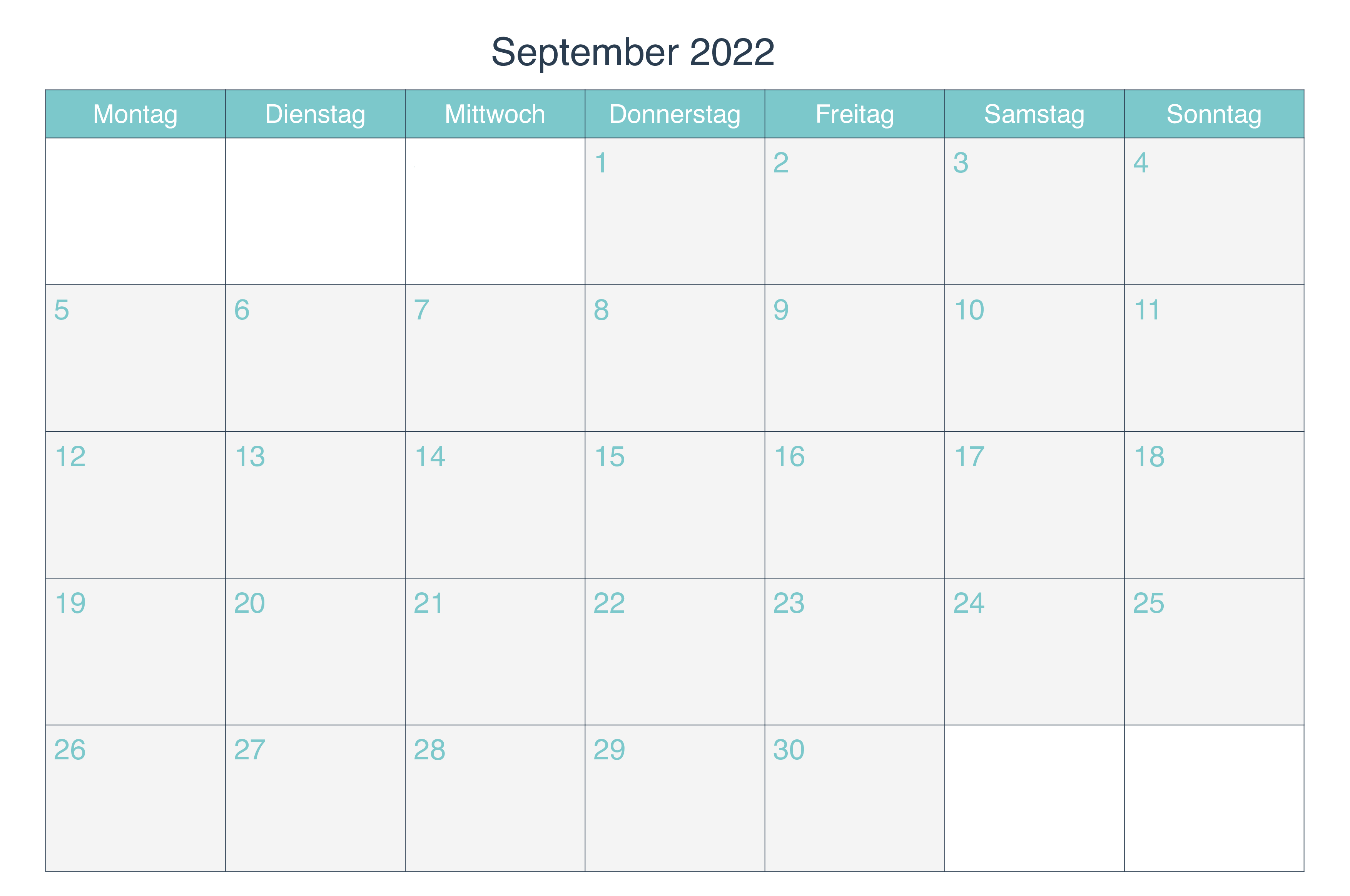 Kalender 2022 September