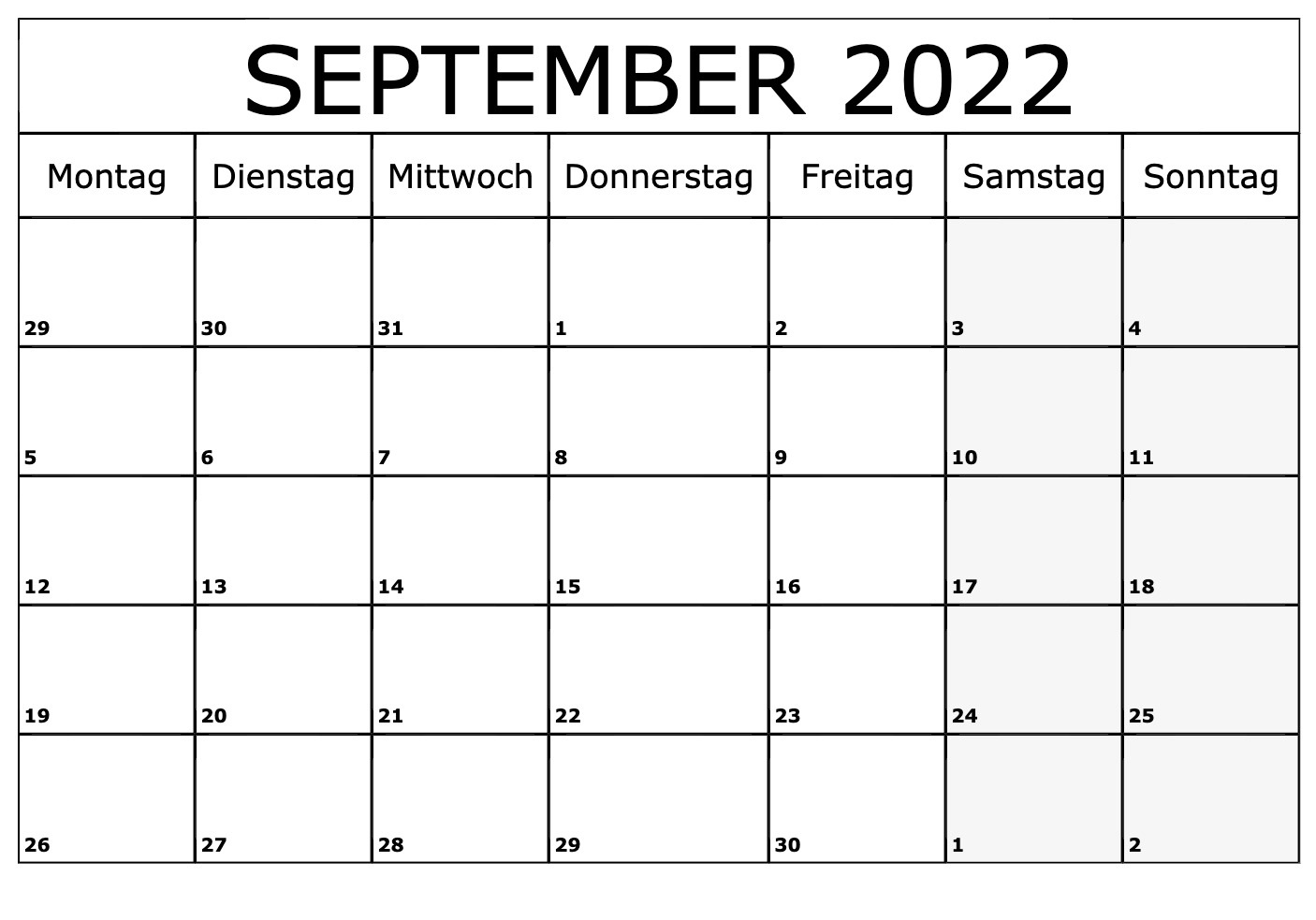 Kalender September 2022 Stile