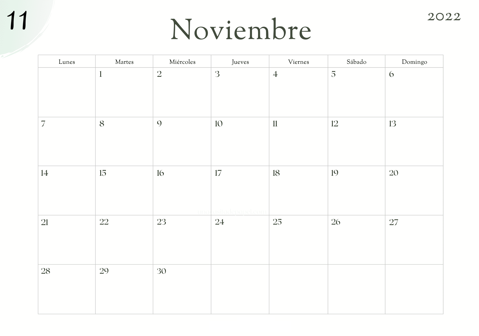 Calendario 2022 Noviembre Con Festivos