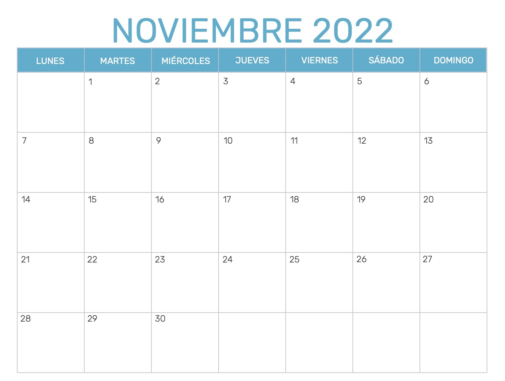 Calendario Noviembre 2022 Argentina