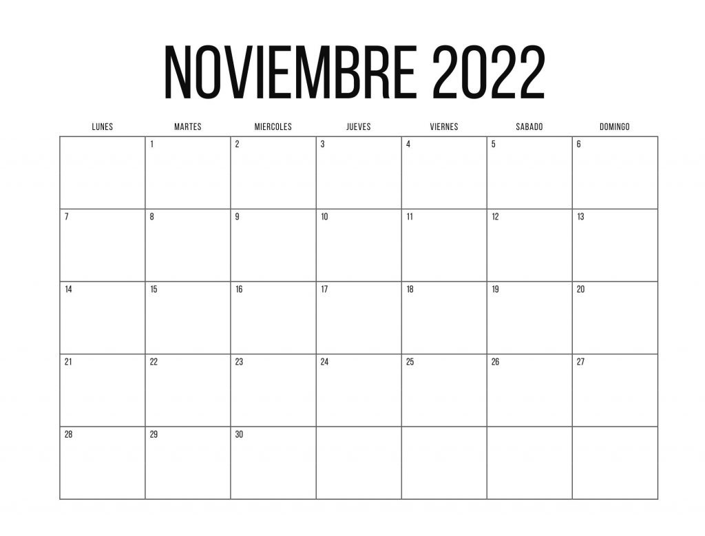 Calendario Noviembre 2022 Chile Estilos