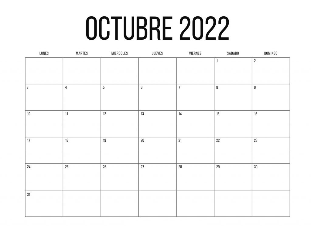 Calendario Octubre 2022 Con Festivos