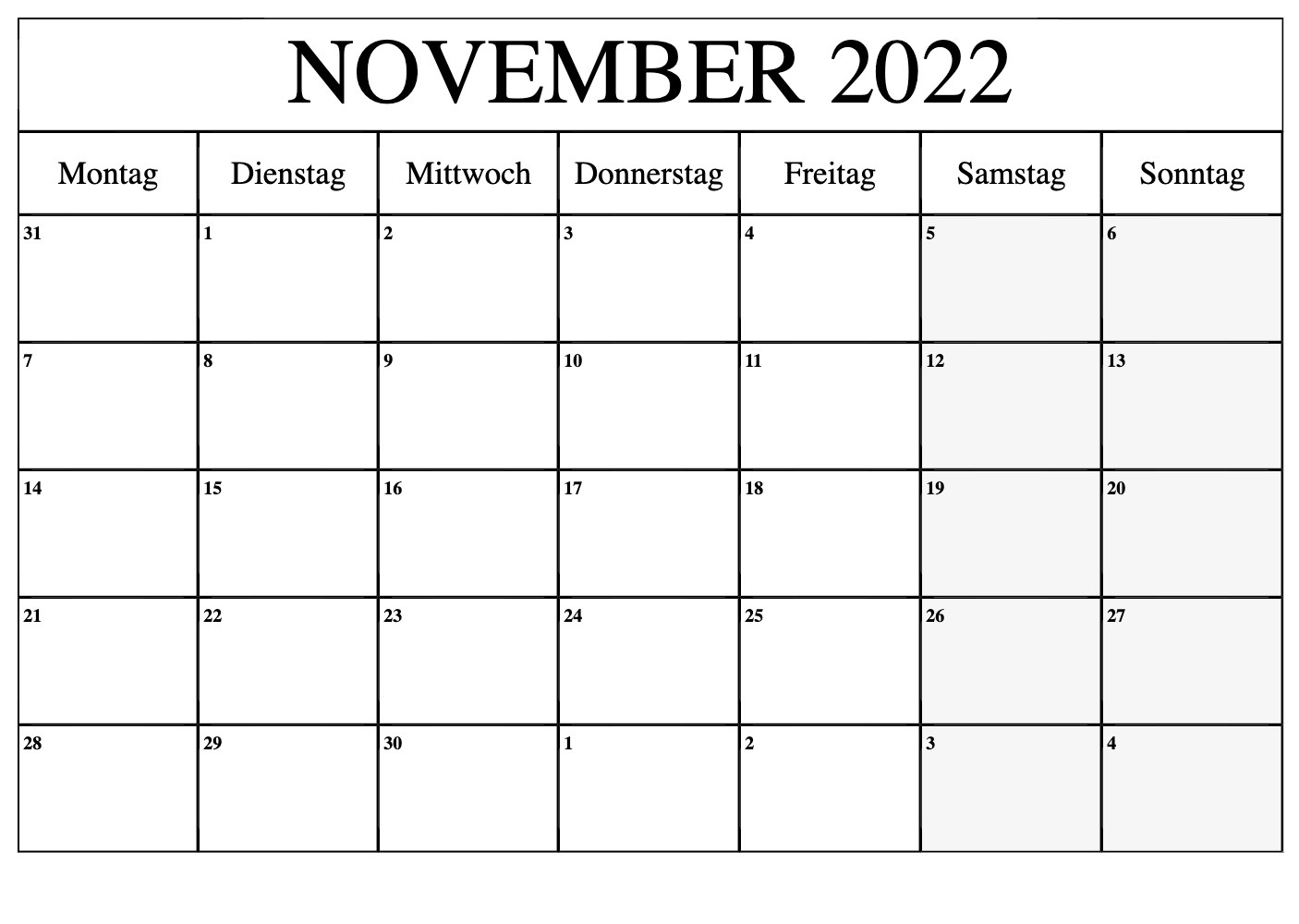 Kalender November 2022 Stile