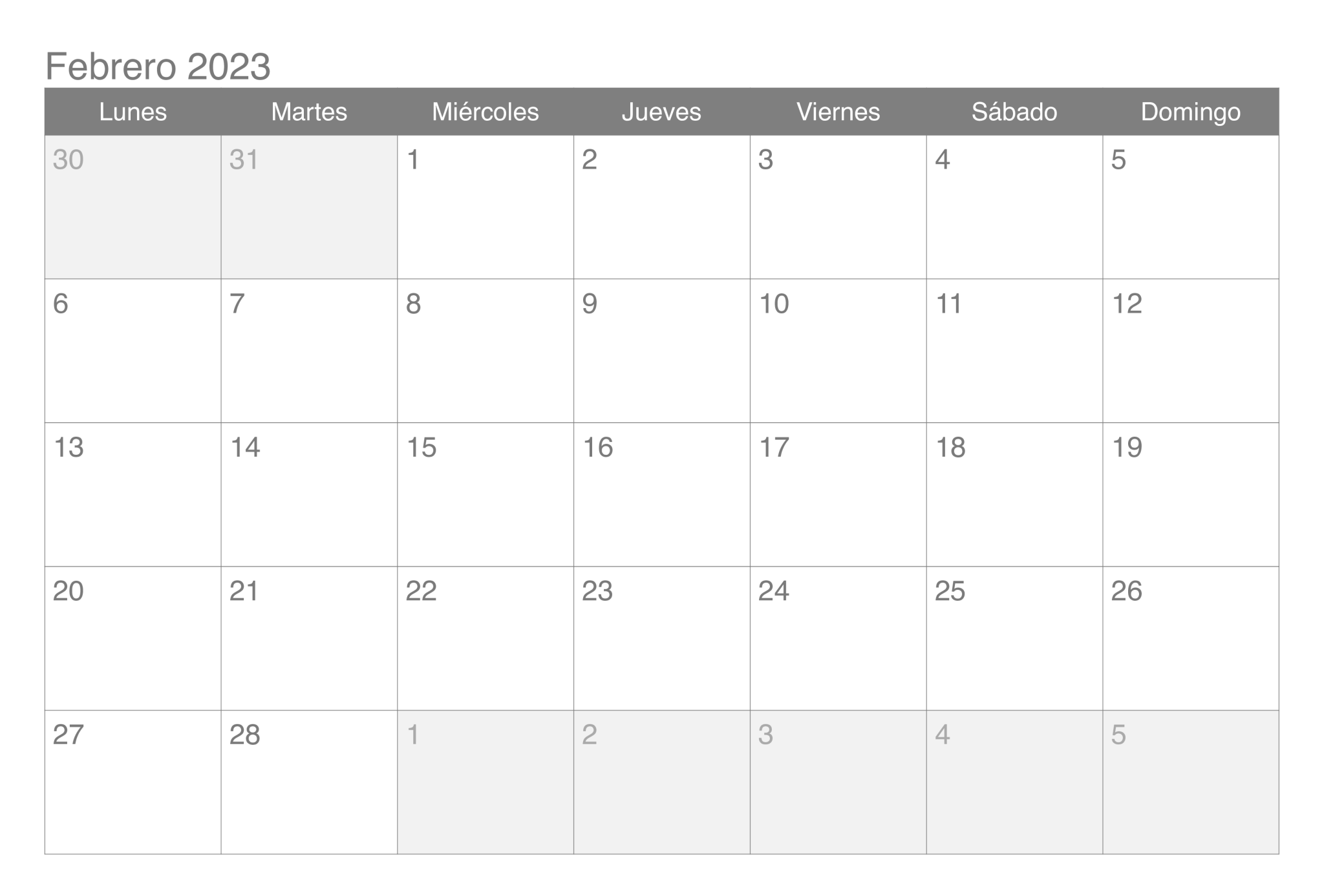Profesional Calendario Febrero 2023 Docalendario