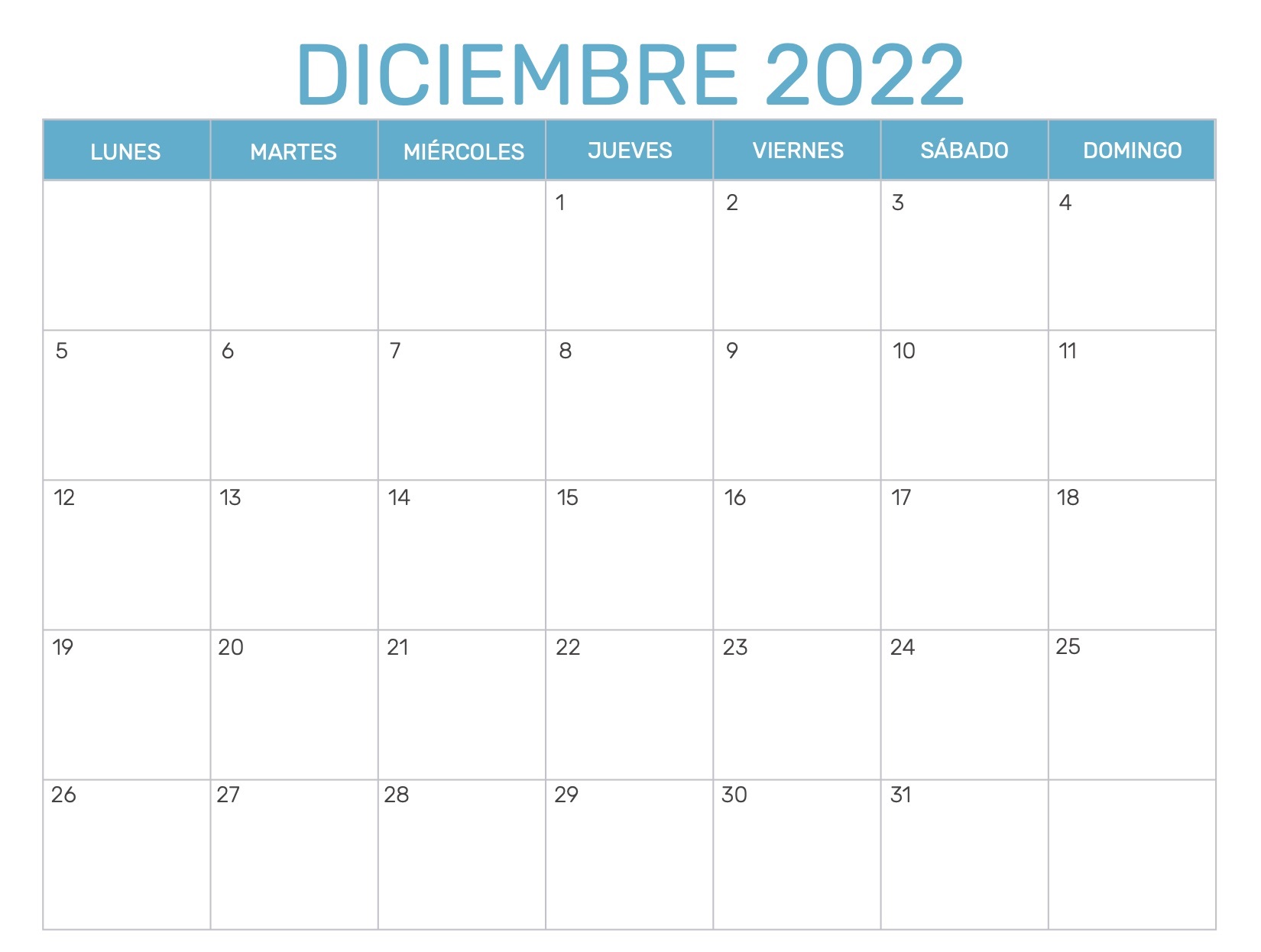 Calendario Diciembre 2022 Argentina