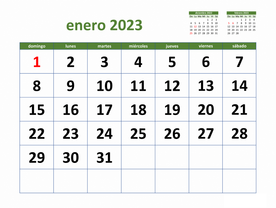Calendario Enero 2023 Argentina