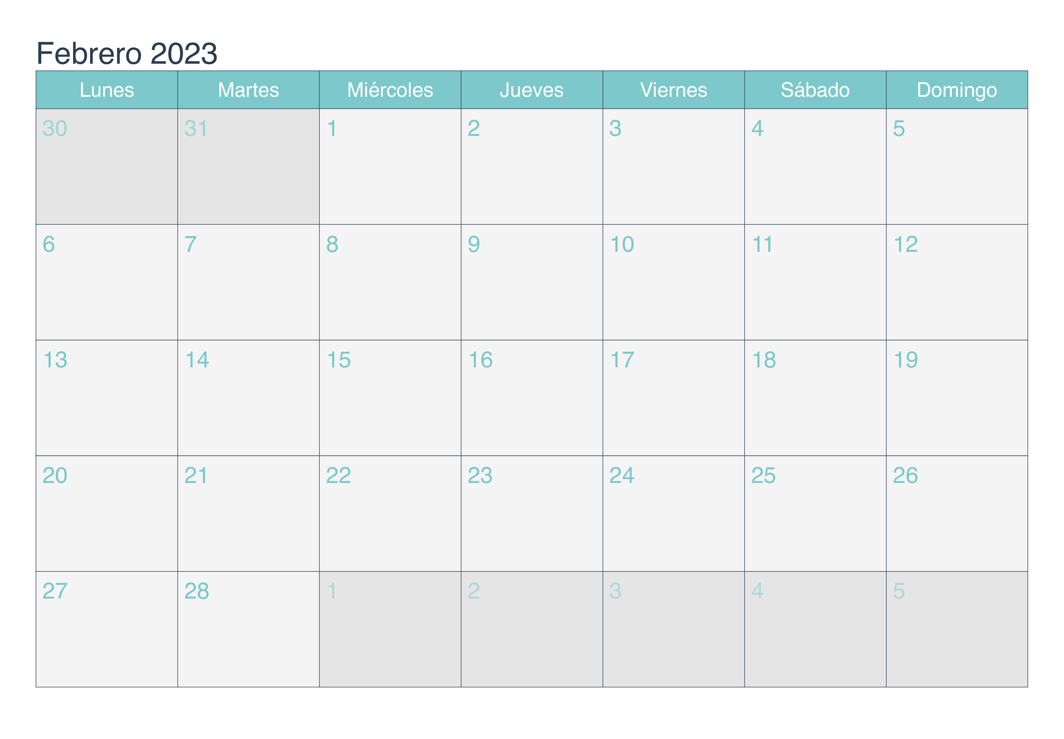 Calendario Febrero 2023 Vacaciones