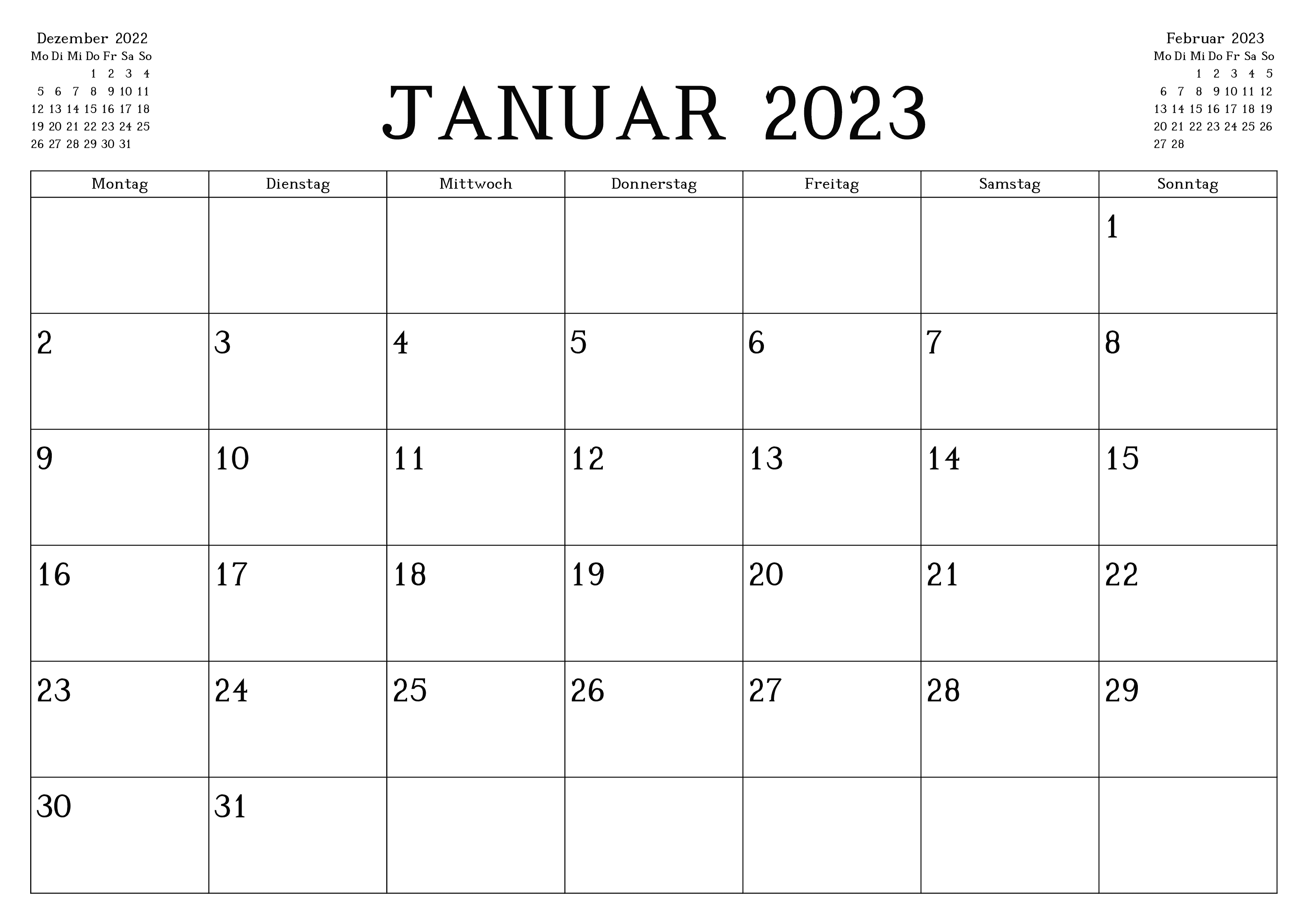 Kalender 2023 Januar