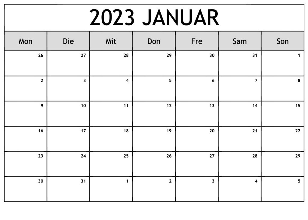 Kalender Januar 2023 Mit Feiertagen Planer Docalendario