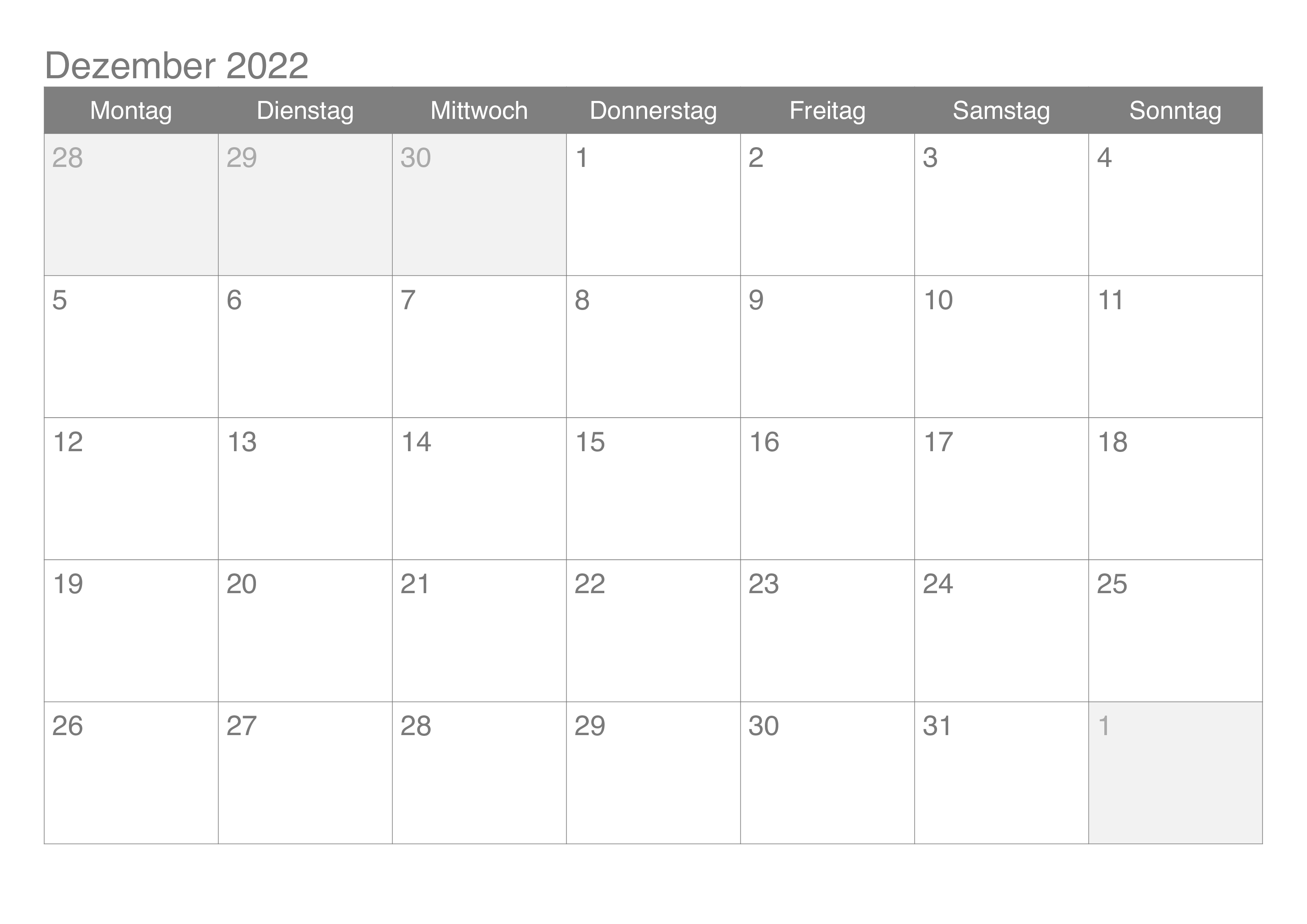 Kalender Dezember 2022