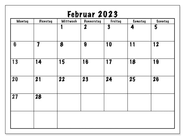 Kalender Februar 2023 Mit Feiertagen