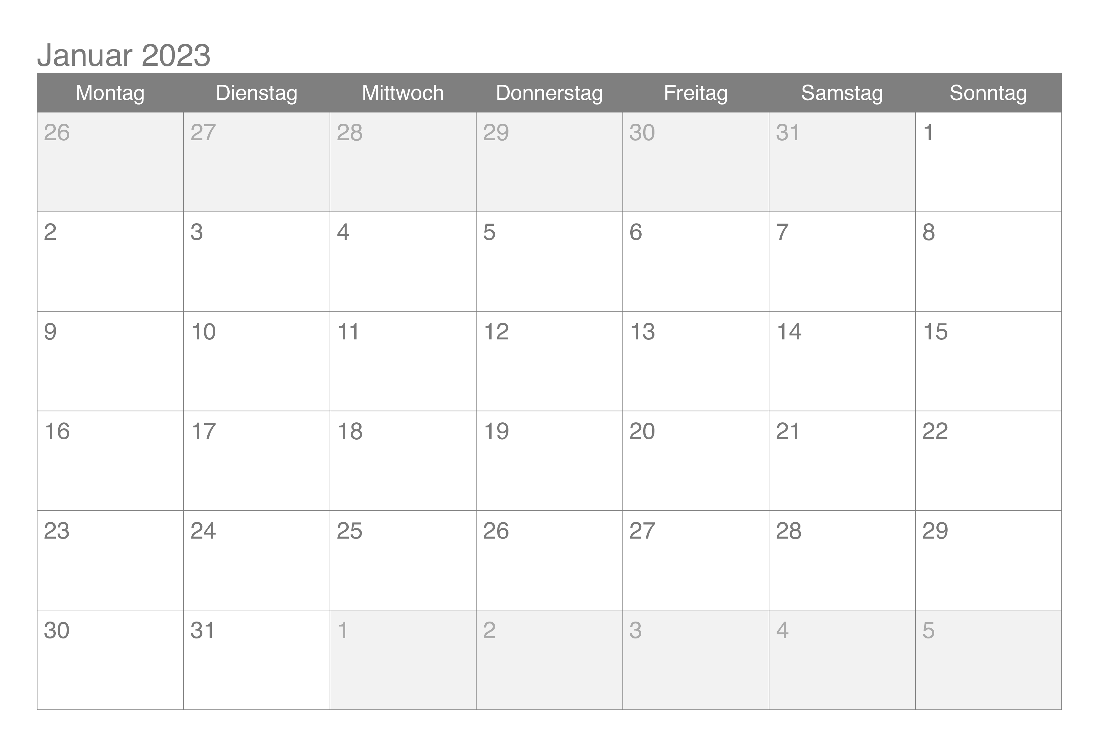 Kalender Januar 2023 Mit Feiertagen