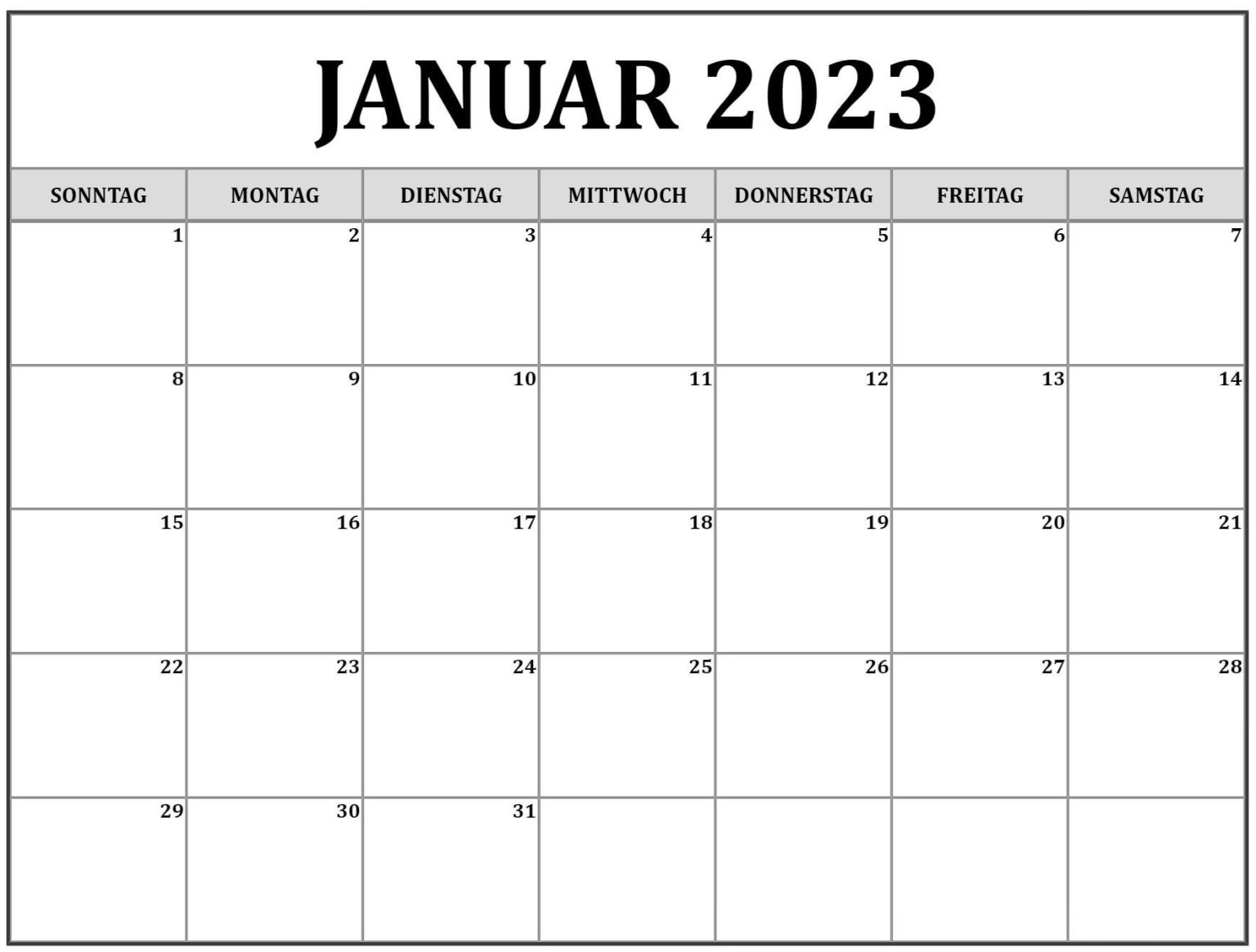 Kalender 2023 Januar Mit Feiertagen Docalendario