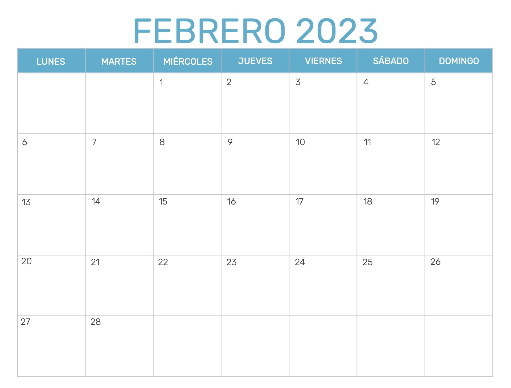 Calendario Febrero 2023 Con Festivos