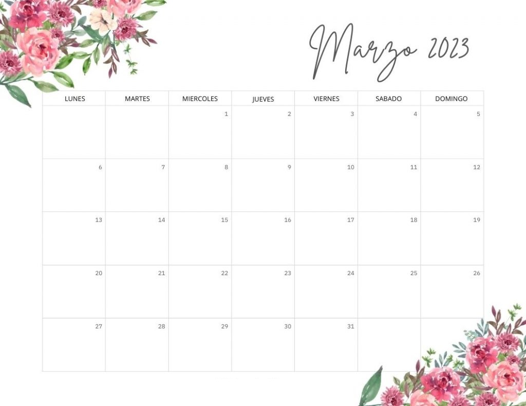 Calendario Marzo 2023 Vacaciones