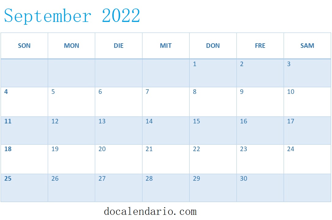 Kalendar September 2022