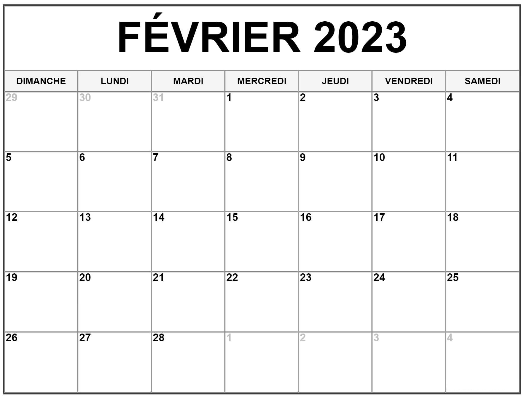 Vacances Février Calendrier 2023